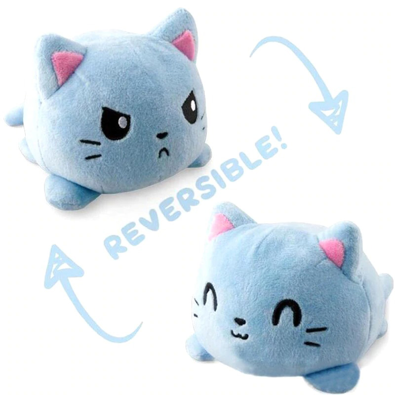 reversible mood plush cat